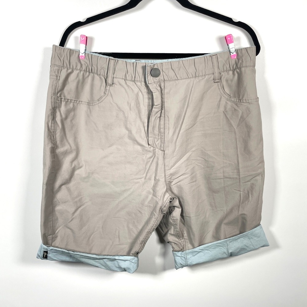 Howe Mens Reversible Shorts Tan Blue Elastic Waist Size 34